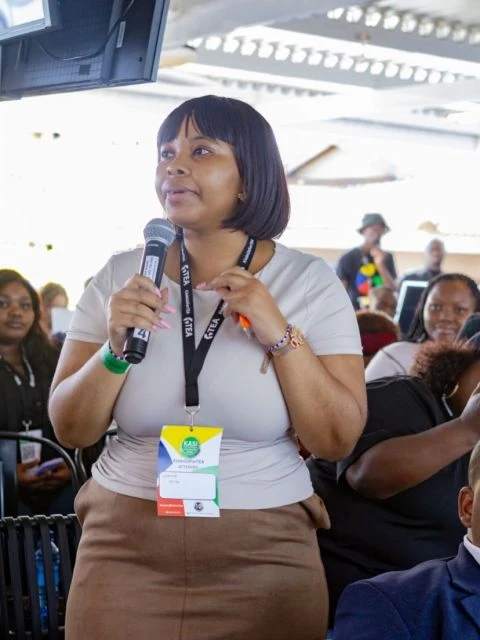 Asanda Sibiya speaking at the TEA Kasi Business Workshop in KwaMashu